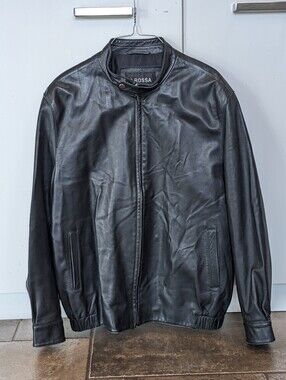 Vintage P Rossa Italian Leather Bomber Jacket Unisex Cool Biker Classic Size 🖤